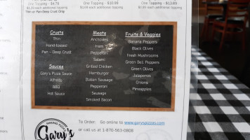 Gary's Pizza menu