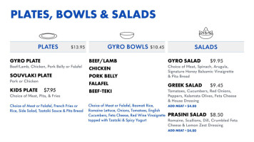Nick The Greek menu