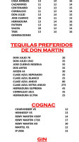 Martin's Cocina Y Cantina menu