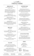 The Cafe At Thistle Farms menu