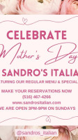 Sandro's Italian menu
