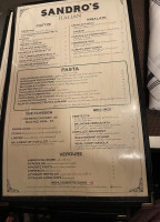 Sandro's Italian menu