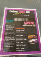 Eastown Cereal Cafe menu