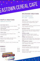 Eastown Cereal Cafe menu