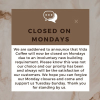 Vida Coffee menu