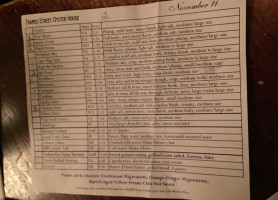 Thames Street Oyster House menu
