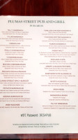 Plumas Street Pub Grill menu