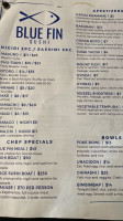 Blue Fin Sushi menu