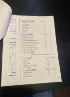 Blue Fin Sushi menu