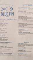 Blue Fin Sushi menu