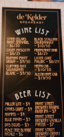 De Kelder Speakeasy menu