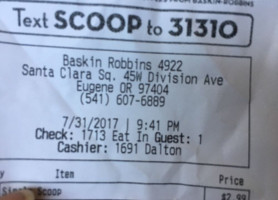 Baskin-robbins menu