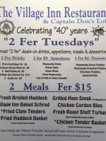 The Village Inn menu